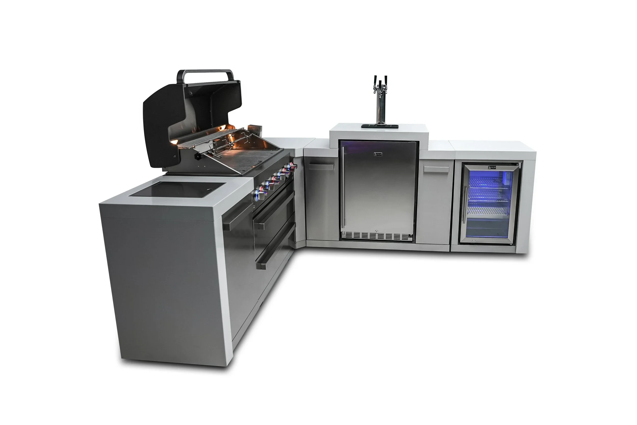 6-burner Deluxe Island With A 90-degree Corner, Kegerator And Fridge Cabinet MAI805D90KEGFC