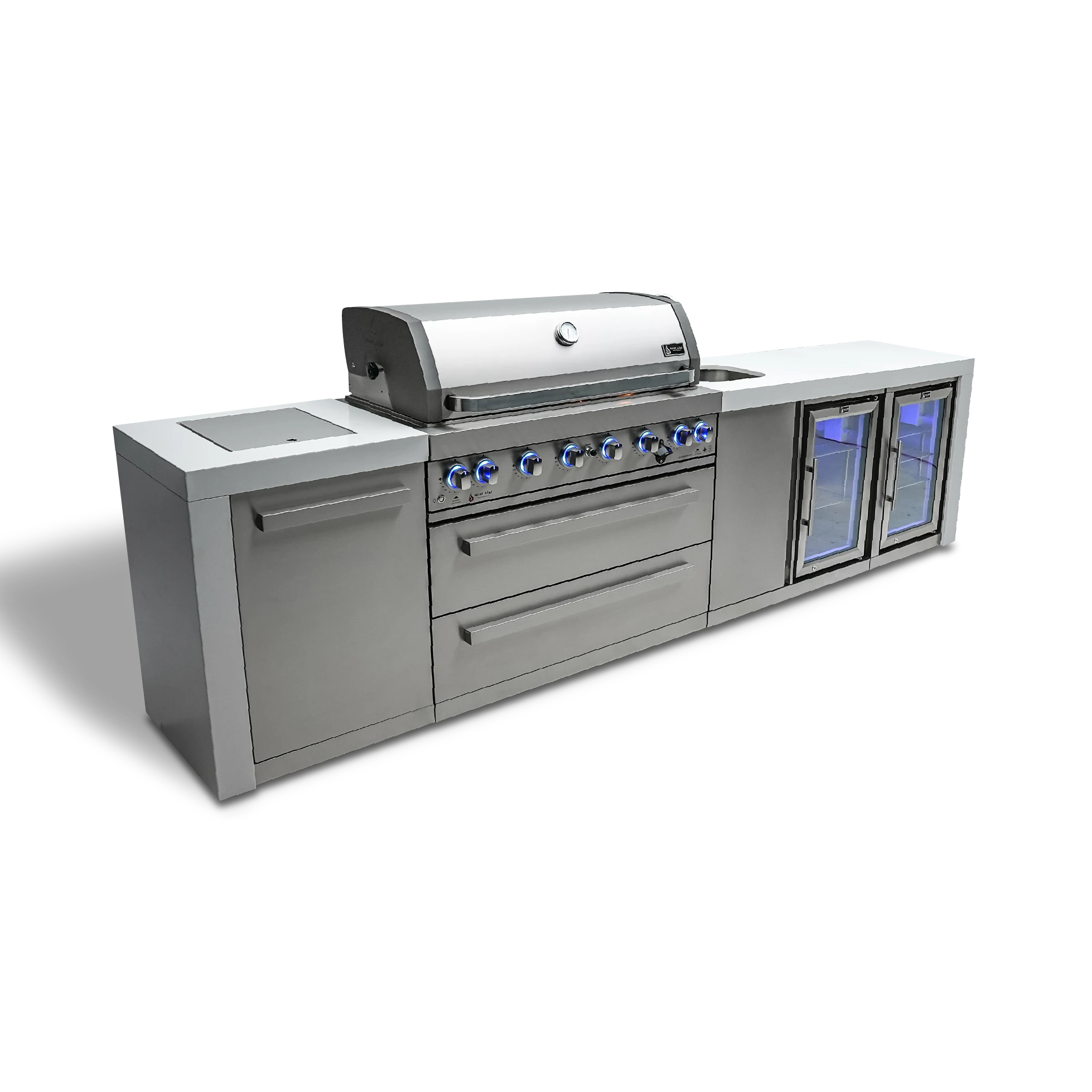 6-burner Deluxe Island With A Beverage Center And Fridge Cabinet MAI805DBEVFC