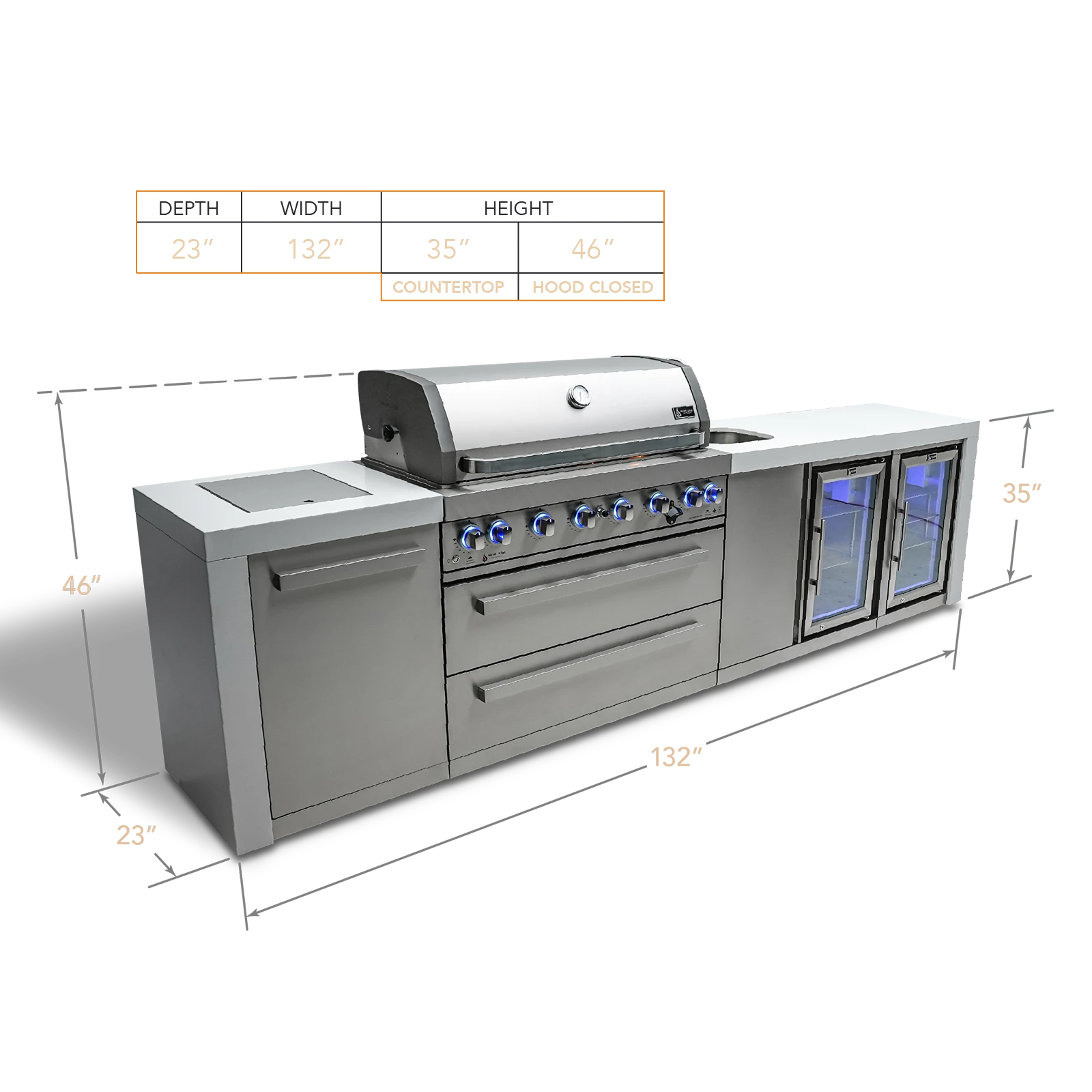 6-burner Deluxe Island With A Beverage Center And Fridge Cabinet MAI805DBEVFC