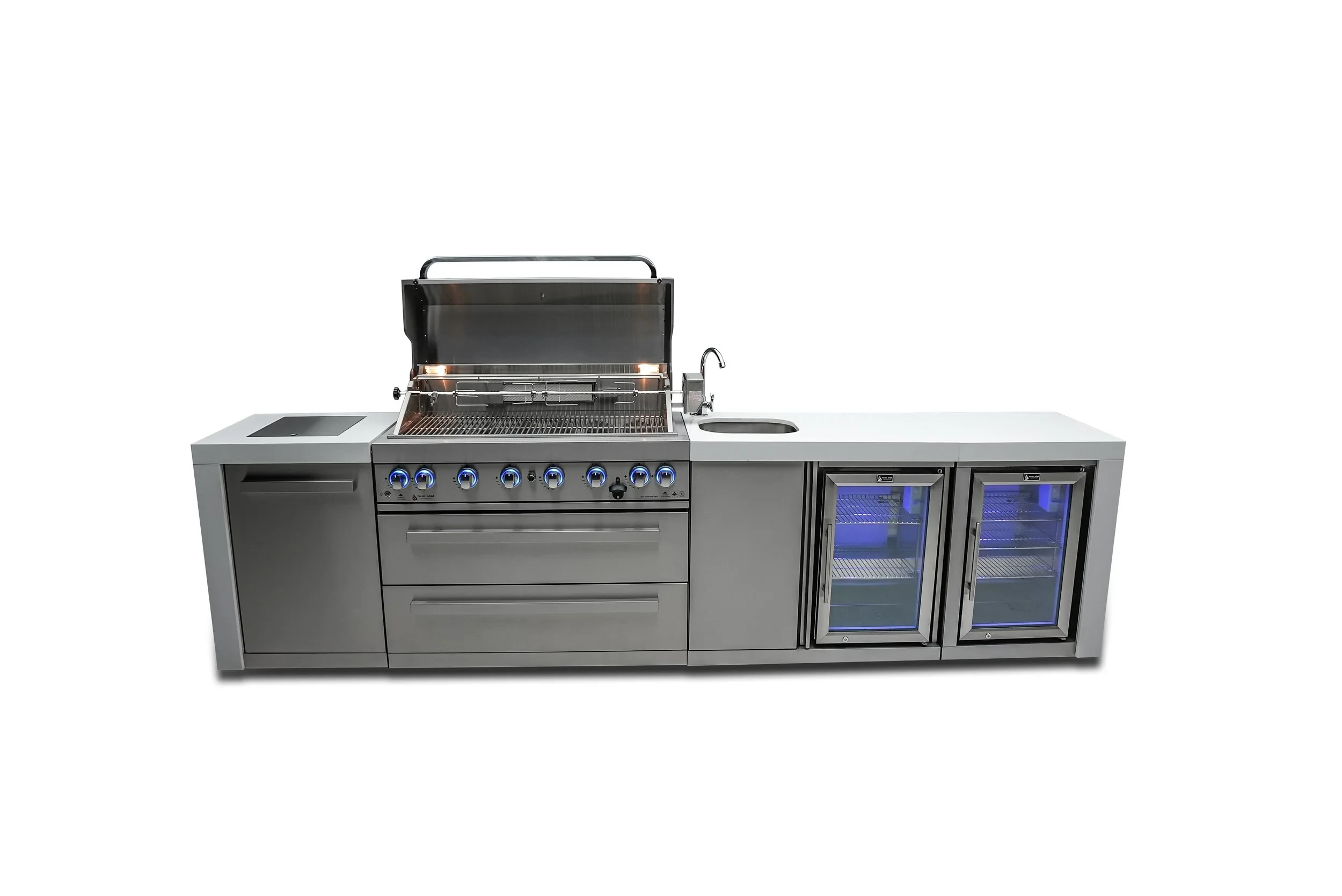 6-burner Deluxe Island With A Beverage Center And Fridge Cabinet MAI805DBEVFC