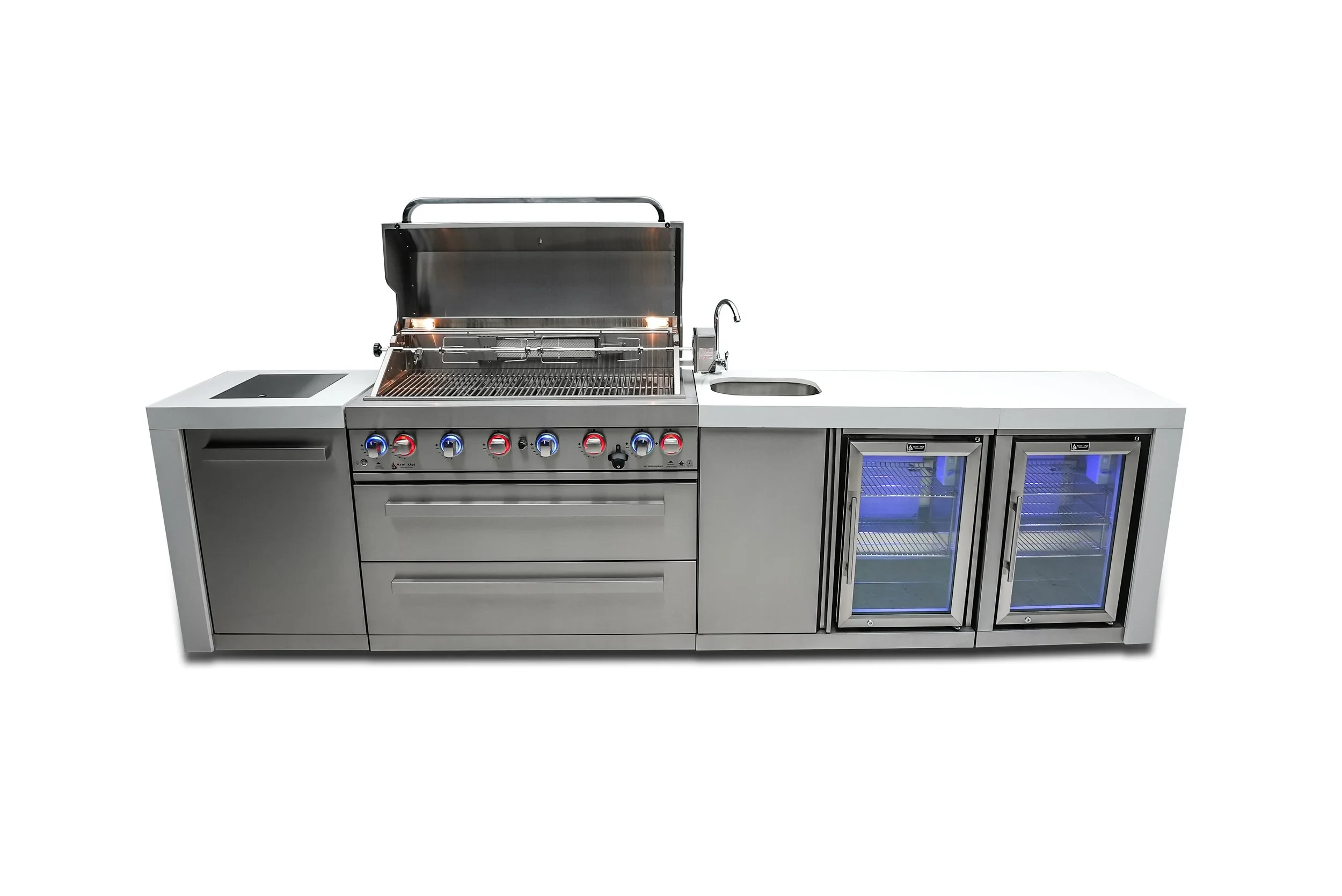 6-burner Deluxe Island With A Beverage Center And Fridge Cabinet MAI805DBEVFC