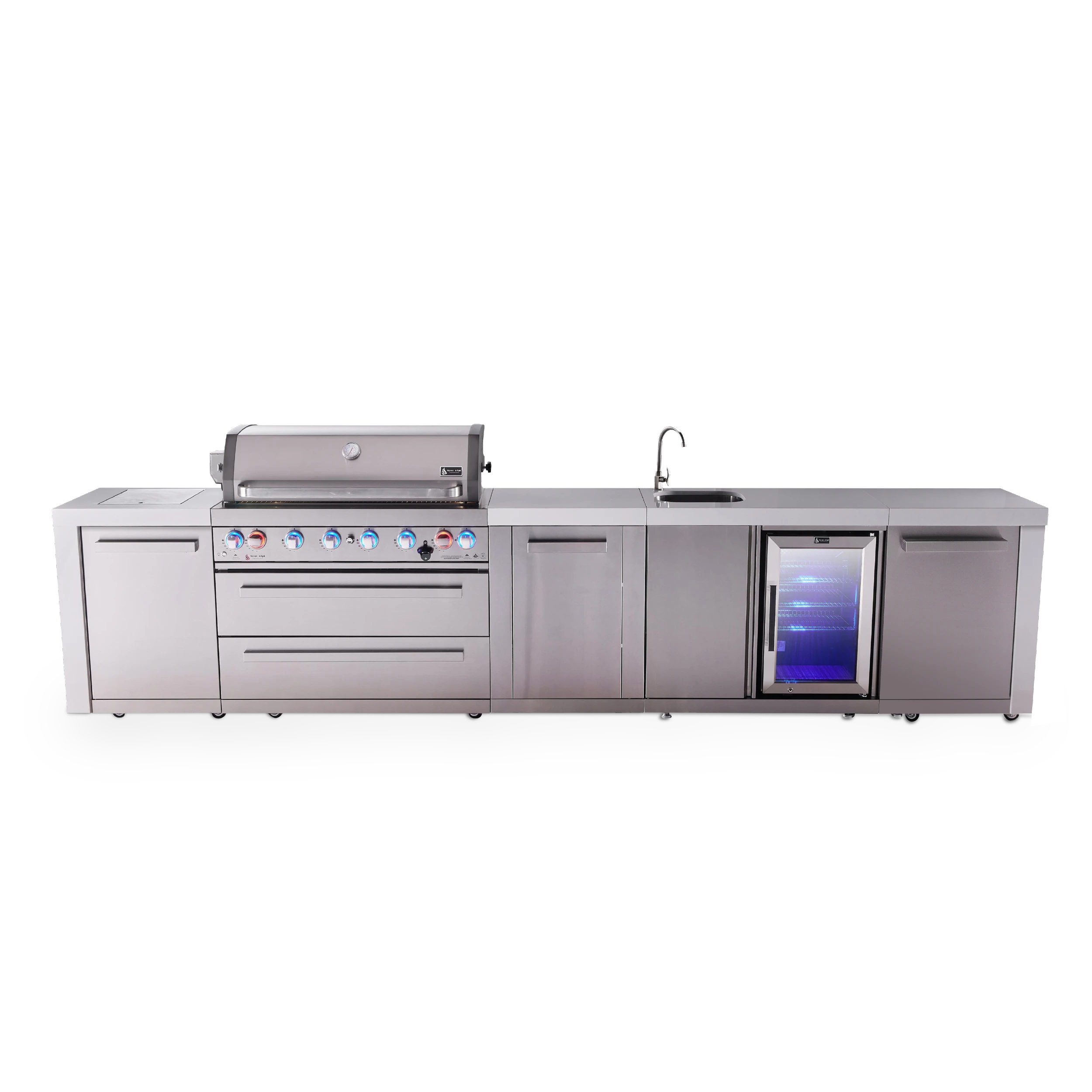 6-burner Deluxe Series Outdoor Kitchen Island With Beverage Center And Xl Extra Storage Cabinet MAI805DBEVXL