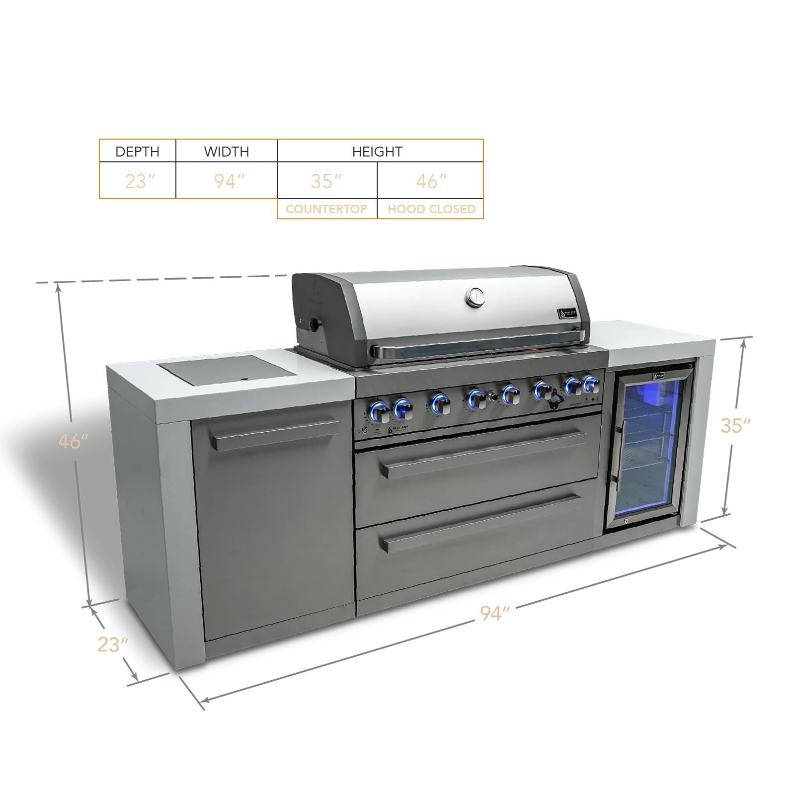 6-burner Deluxe Island With A Fridge Cabinet MAI805DFC