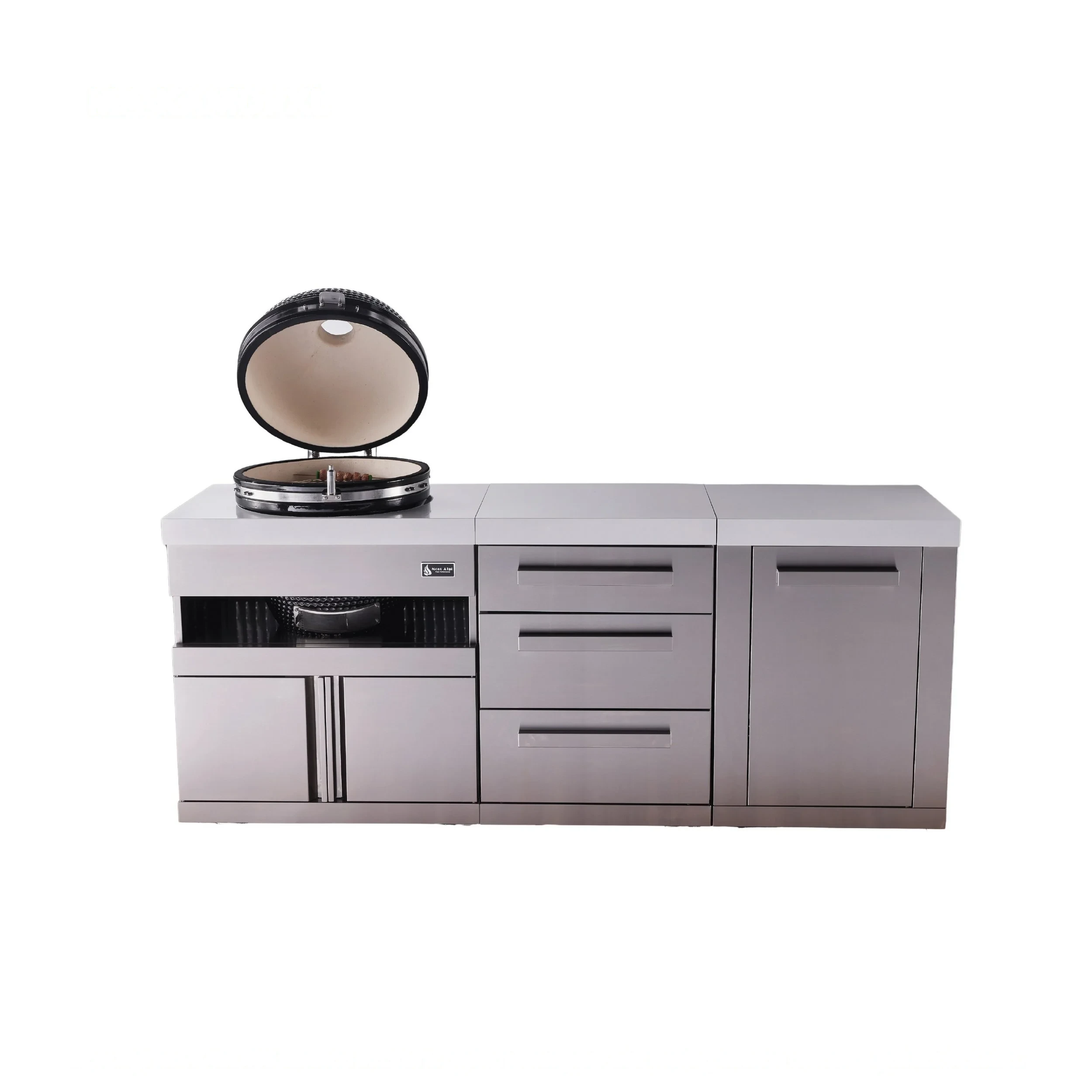 Stainless Steel 18" Universal Kamado Grill Module, Extra Drawer Slides, And Extra Storage Cabinet Modules MAKAMDRXL