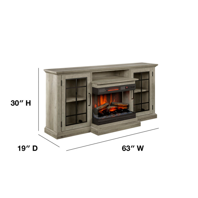 Bell'O Manhasset Media Stand with Electric Fireplace Insert Included MANHASSET