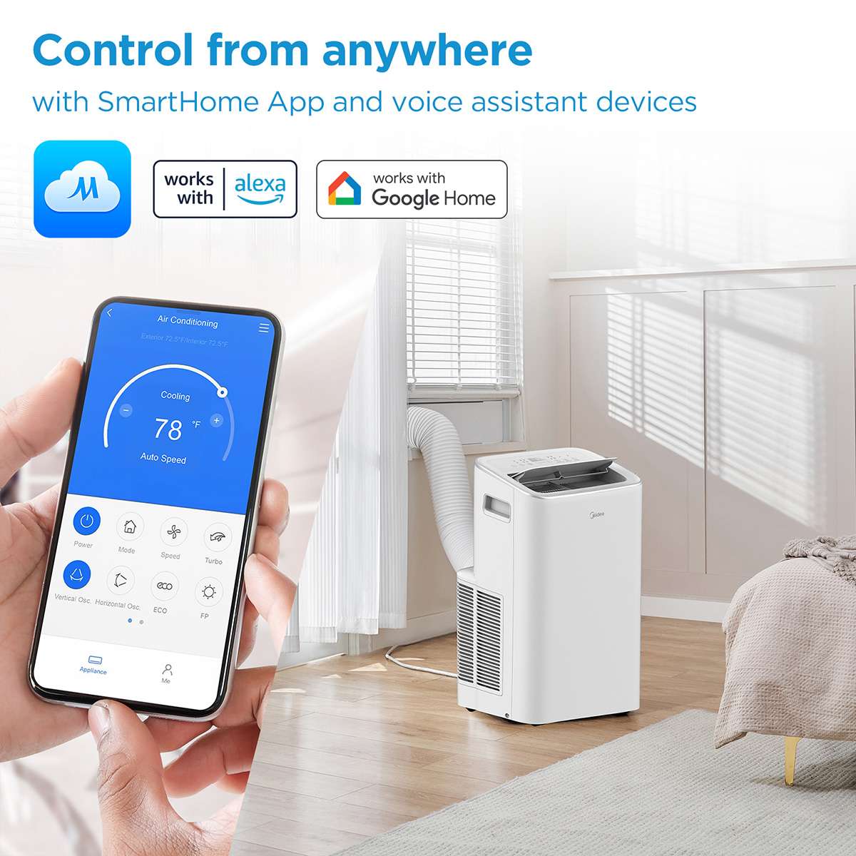 8,000 BTU DOE Smart Portable Air Conditioner, for spaces up to 350 sq. ft. MAP08S1JWTB