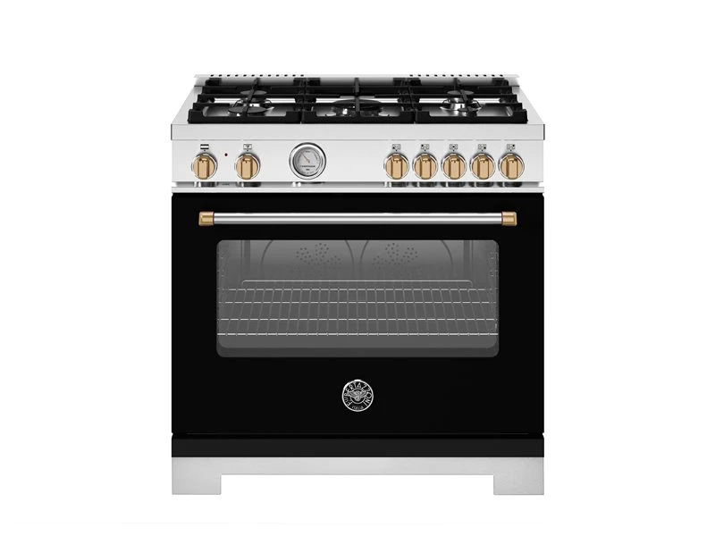 36 inch Dual Fuel Range, 5 Burner, Electric Oven - Gold Accents MAS365DFMNG