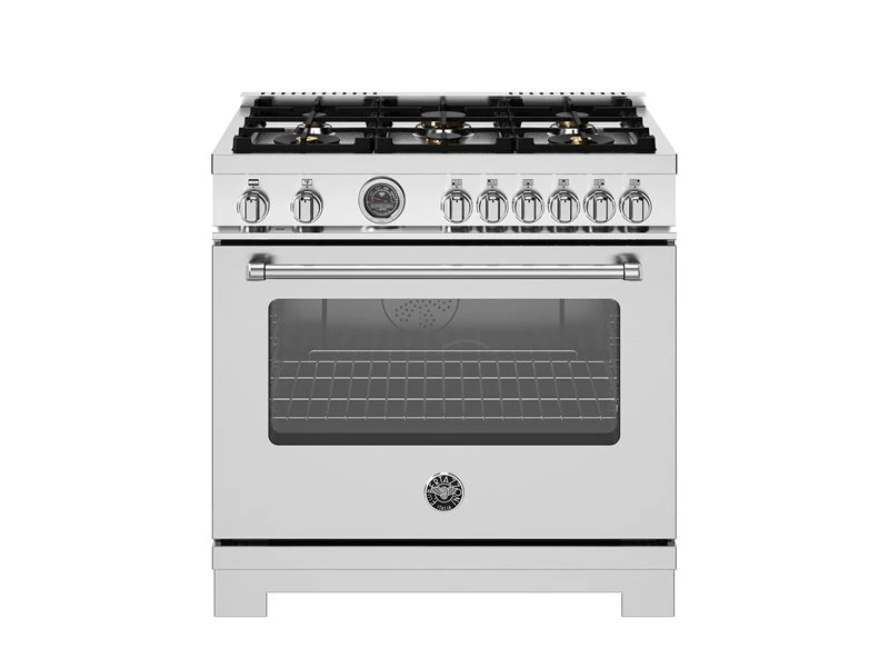36 inch Dual Fuel Range, 6 Brass Burners and Cast Iron Griddle, Electric Self-Clean Oven MAS366BCFEPXT, product image 2 of 14