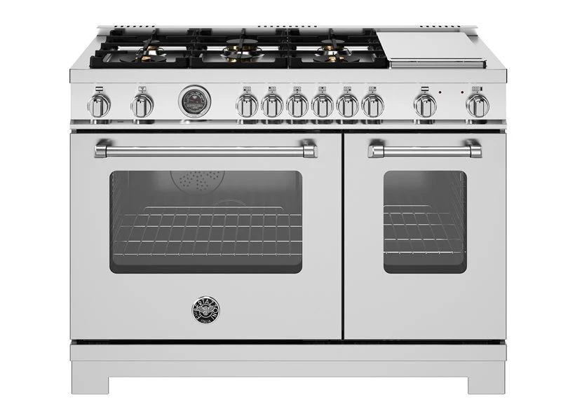 48 inch Dual Fuel Range, 6 Brass Burners and Griddle, Electric Self-Clean Oven MAS486BTFEPXT