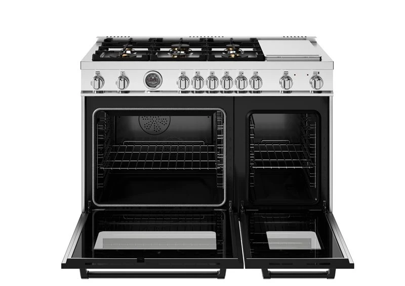 48 inch Dual Fuel Range, 6 Brass Burners and Griddle, Electric Self-Clean Oven MAS486BTFEPXT