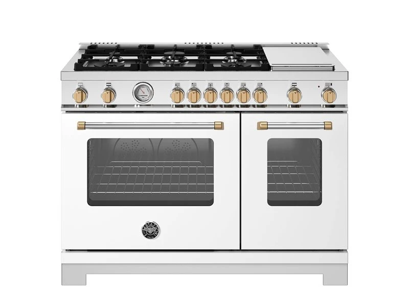 48 inch Dual Fuel Range, 6 Burners and Griddle, Electric Oven - Gold Accents MAS486GDFMBG