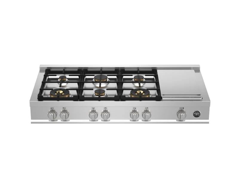 48 Gas Rangetop 6 brass burners + electric griddle MAST486GRTBXT