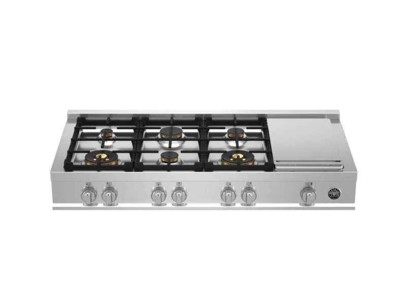 48 Gas Rangetop 6 brass burners + electric griddle MAST486GRTBXT