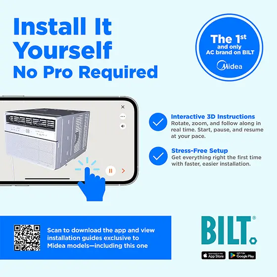8,000 BTU Smart Window Air Conditioner with ComfortSense Remote, Cools up to 350 sq. ft MAW08S1DWWTT