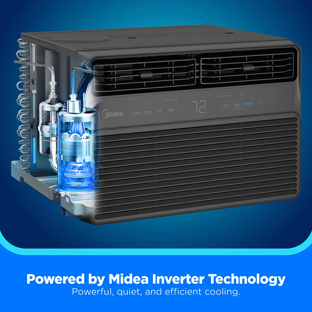 8,000 BTU DOE Smart Inverter Window Air Conditioner, Cools up to 350 sq. ft. MAW08V1WBK