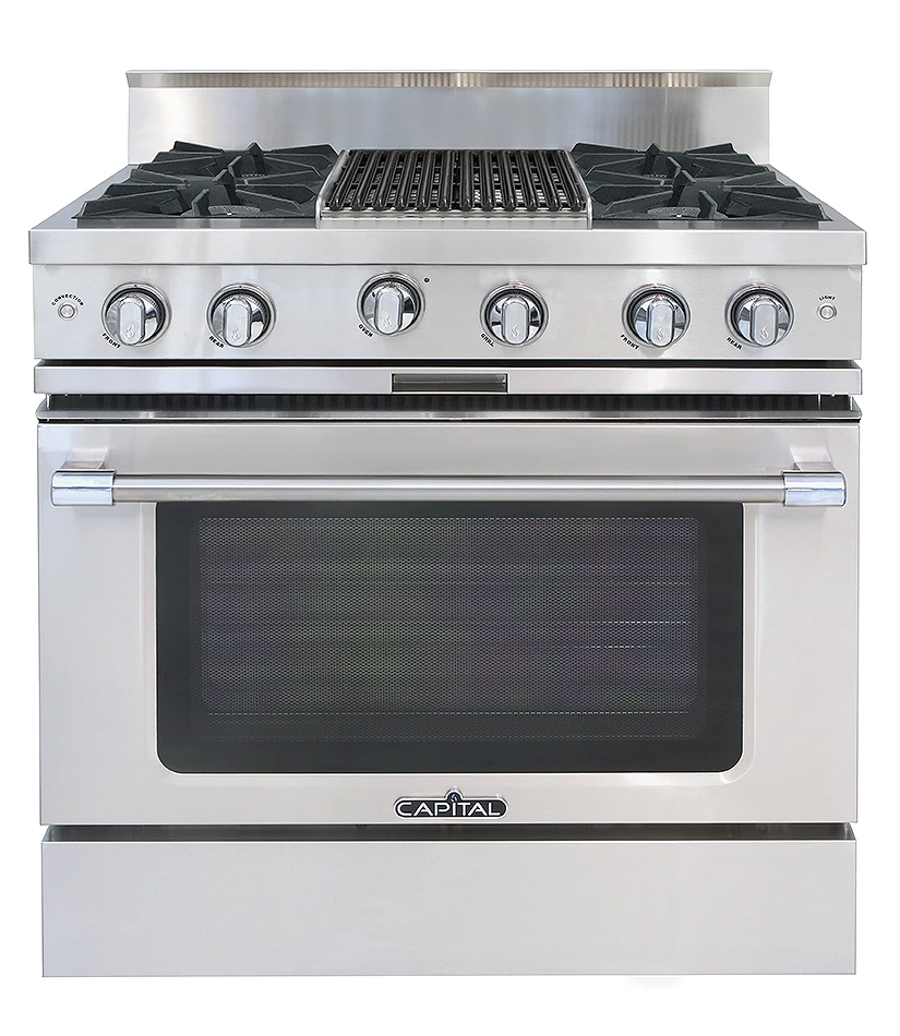 36″ Classic Chef Range 2 Open Burners / Grill / 2 Open Burners LP MCOR362B2L