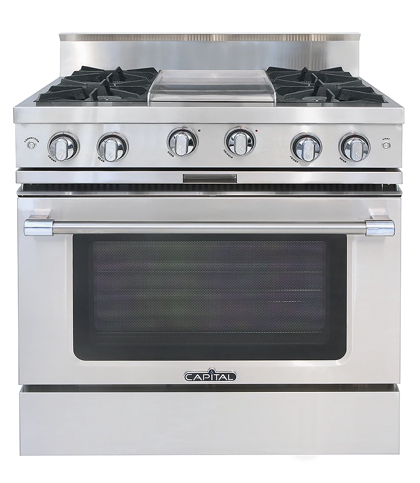 36″ Classic Chef Range 2 Open Burners / Griddle / 2 Open Burners LP MCOR362G2L