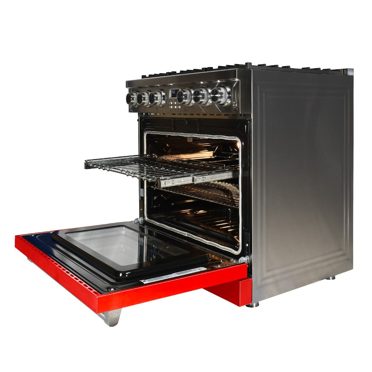 36 Inch Freestanding Gas Range With Red Door MCSPG36SLRD