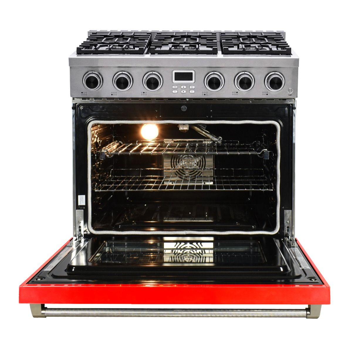 36 Inch Freestanding Gas Range With Red Door MCSPG36SLRD