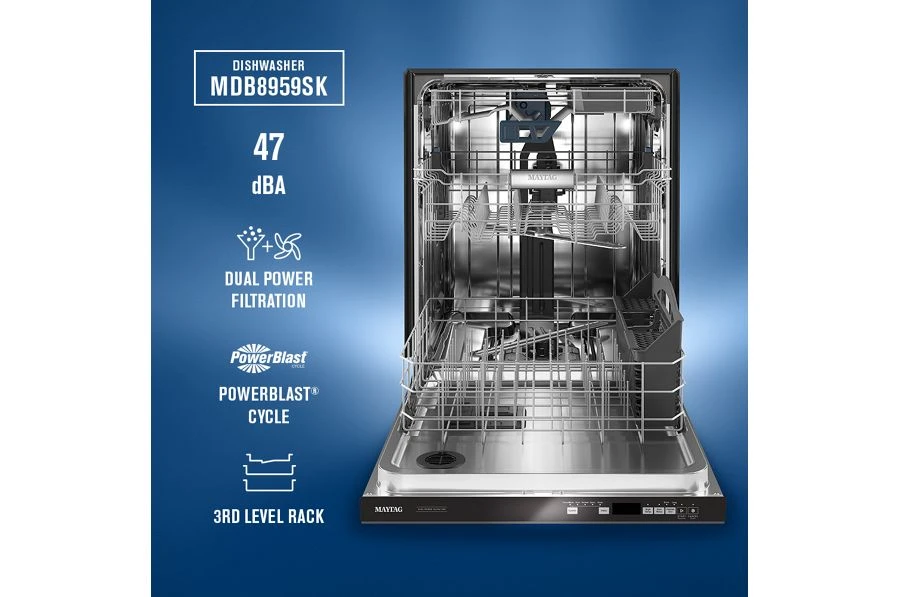 Front control dishwasher with Third Level Rack and Dual Power Filtration view 3