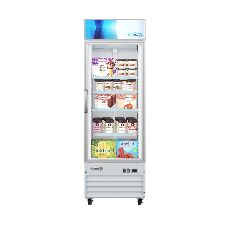 27 in. 1-Door Commercial Display Merchandiser Freezer 13 cu. ft. in White MDF1GD13CWH