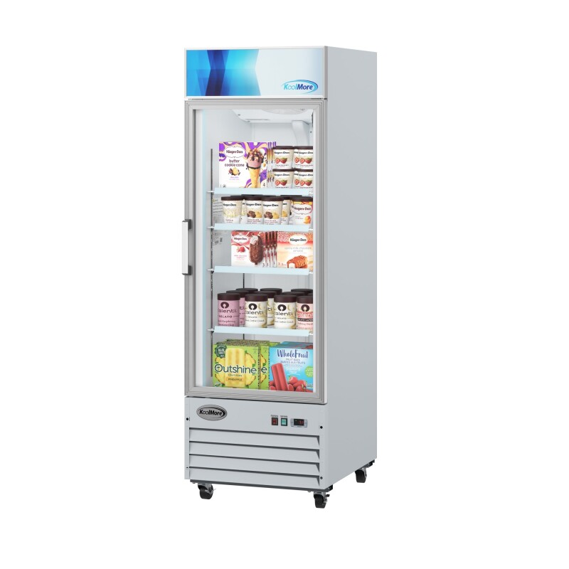 27 in. 1-Door Commercial Display Merchandiser Freezer 13 cu. ft. in White MDF1GD13CWH, product image 2 of 12