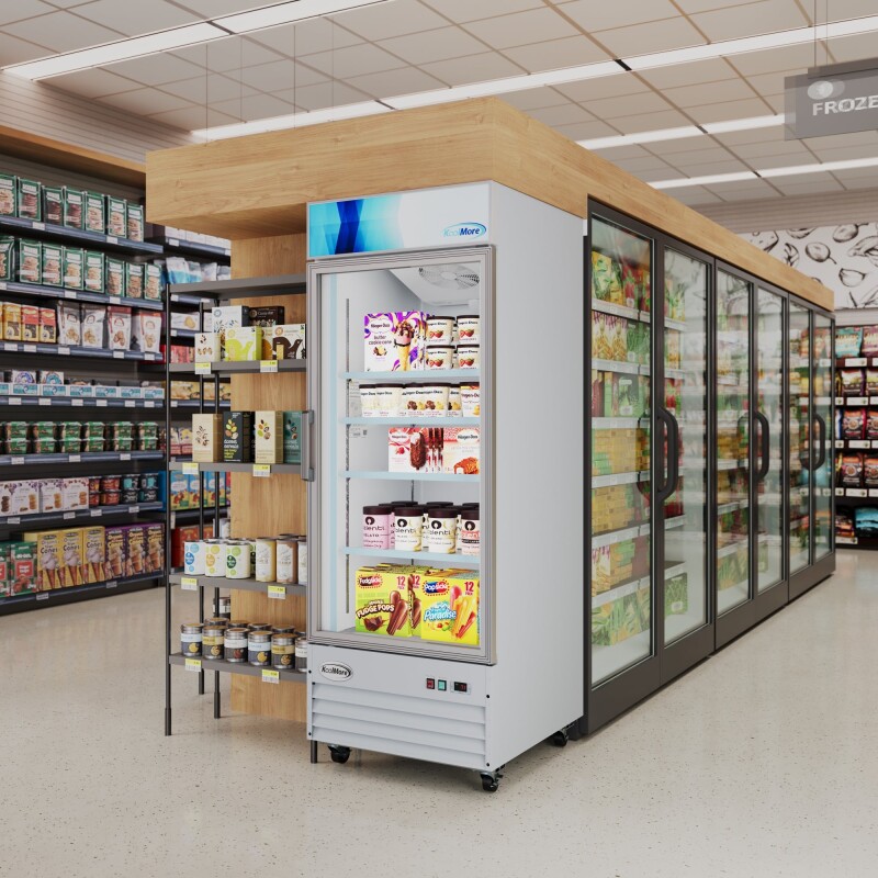 31 in. 1-Door Commercial Display Merchandiser Freezer 23 cu. ft. in White MDF1GD23CWH