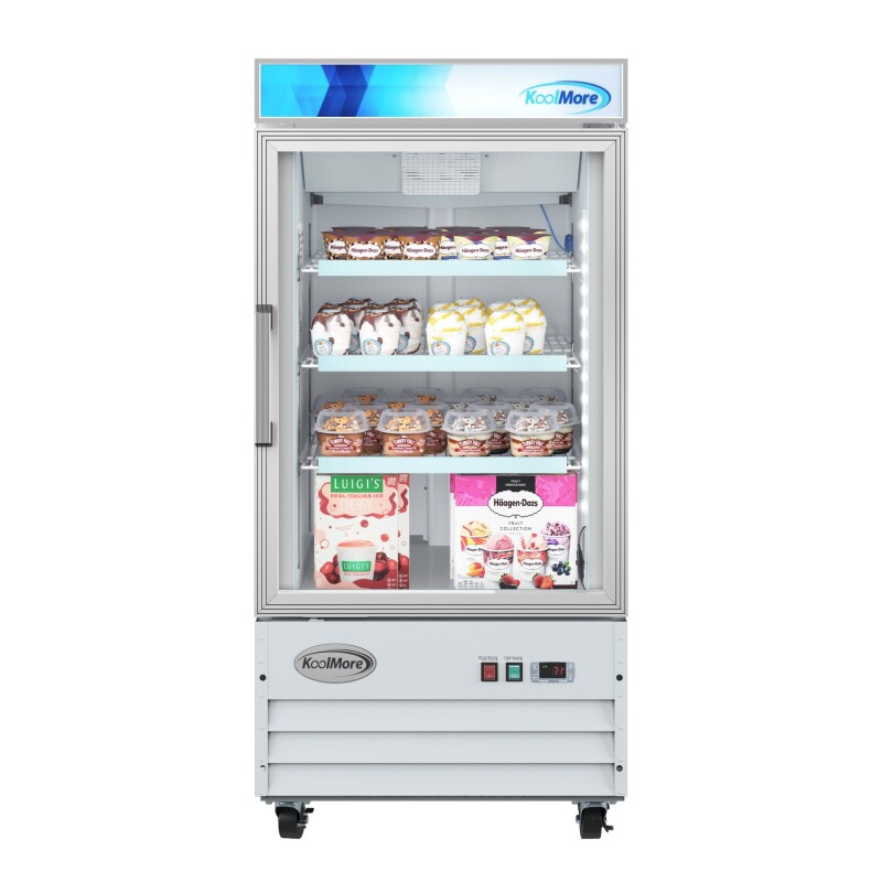 26 in. 1-Door Commercial Display Merchandiser Freezer 9 cu. ft. in White MDF1GD9CWH