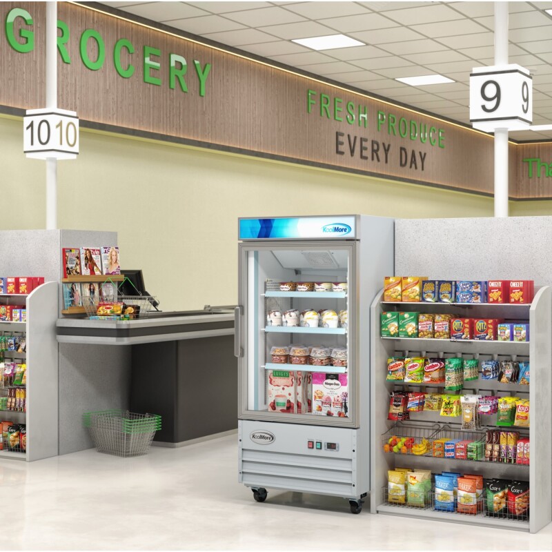 26 in. 1-Door Commercial Display Merchandiser Freezer 9 cu. ft. in White MDF1GD9CWH