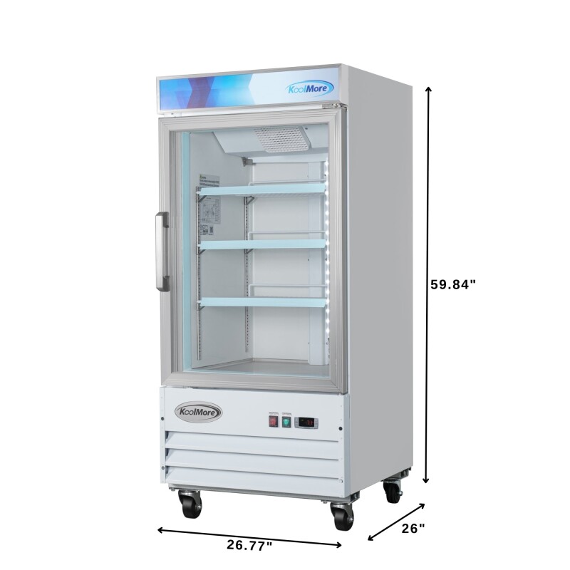 26 in. 1-Door Commercial Display Merchandiser Freezer 9 cu. ft. in White MDF1GD9CWH