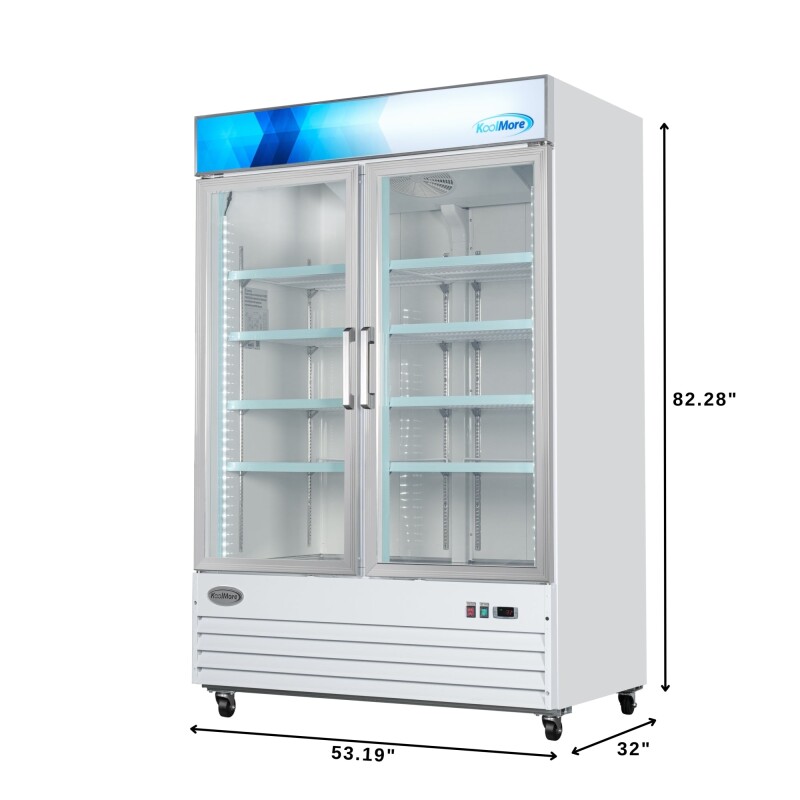 53 in. 2-Door Commercial Display Merchandiser Freezer 45 cu. ft. in White MDF2GD45CWH