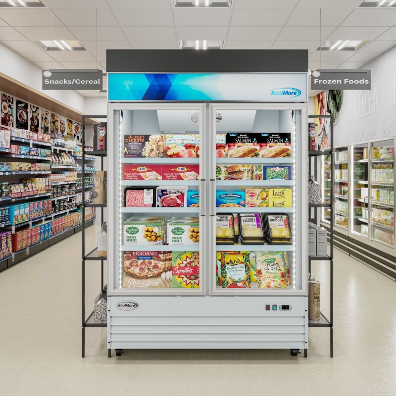 53 in. 2-Door Commercial Display Merchandiser Freezer 45 cu. ft. in White MDF2GD45CWH