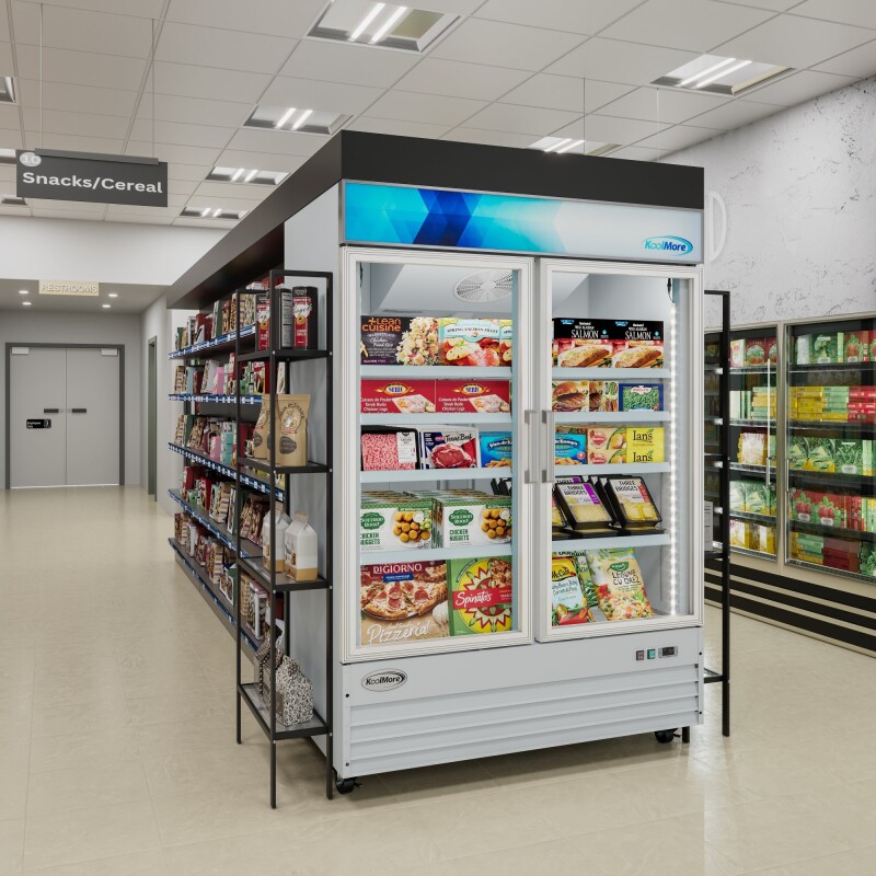 53 in. 2-Door Commercial Display Merchandiser Freezer 45 cu. ft. in White MDF2GD45CWH