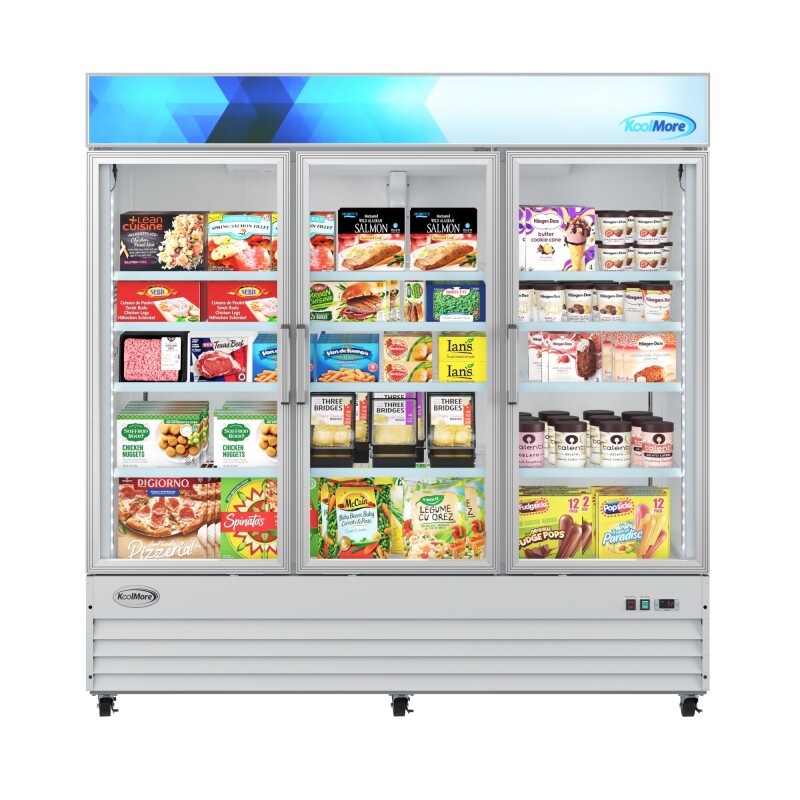 80 in. 3-Door Commercial Display Merchandiser Freezer 52 cu. ft. in White MDF3GD52CWH
