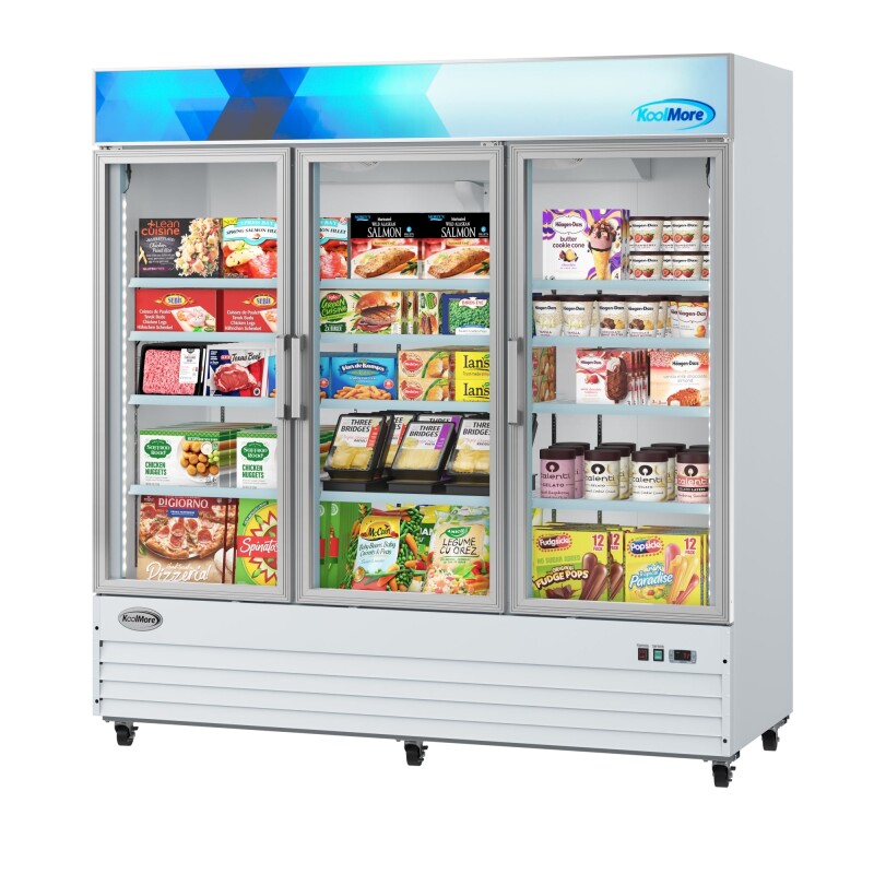 80 in. 3-Door Commercial Display Merchandiser Freezer 52 cu. ft. in White MDF3GD52CWH