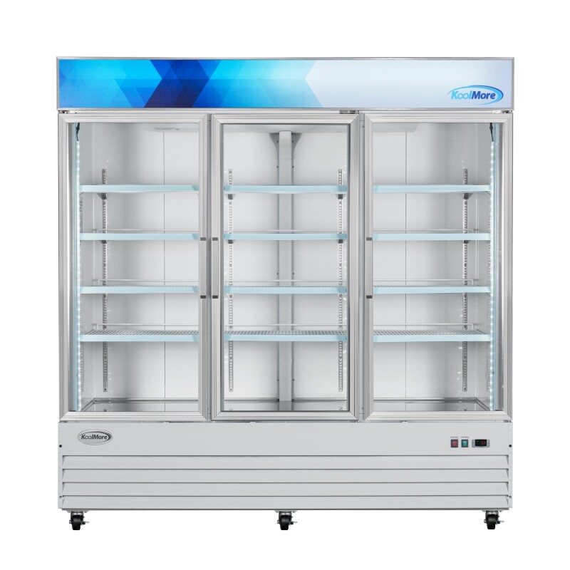 80 in. 3-Door Commercial Display Merchandiser Freezer 52 cu. ft. in White MDF3GD52CWH