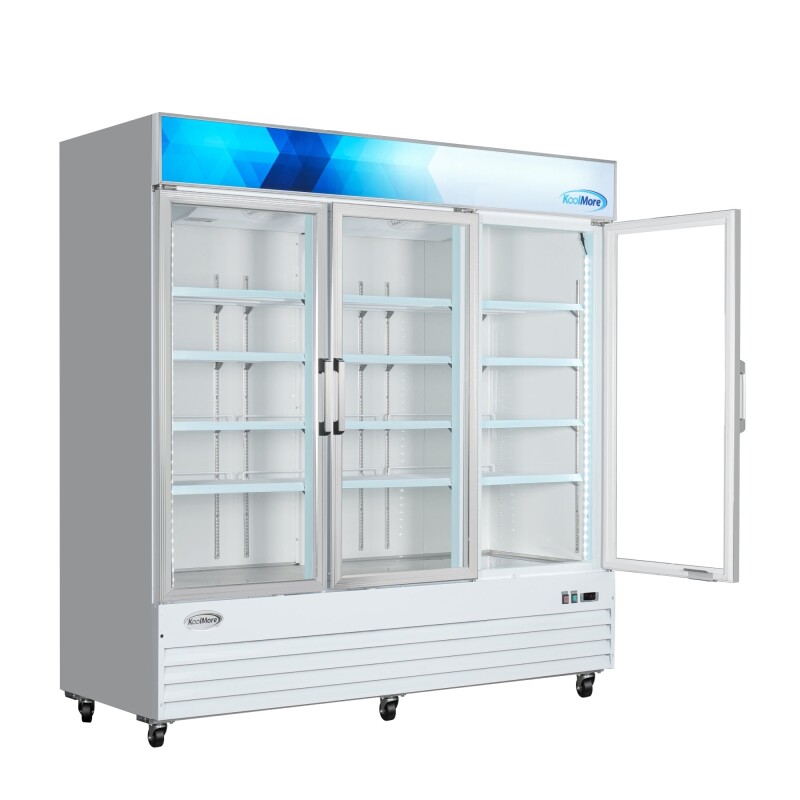 80 in. 3-Door Commercial Display Merchandiser Freezer 52 cu. ft. in White MDF3GD52CWH