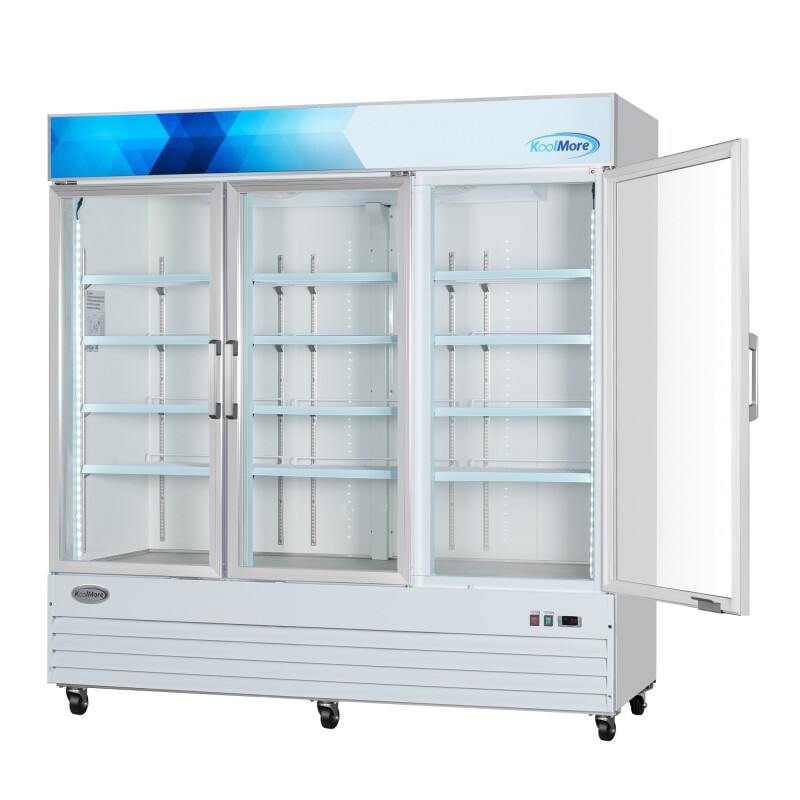 80 in. 3-Door Commercial Display Merchandiser Freezer 52 cu. ft. in White MDF3GD52CWH