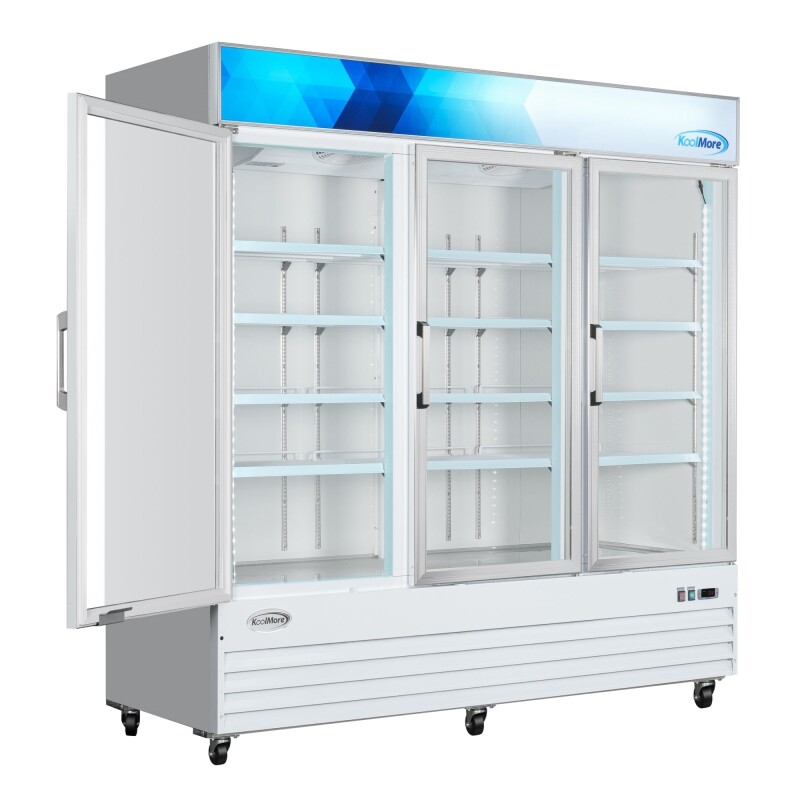 80 in. 3-Door Commercial Display Merchandiser Freezer 52 cu. ft. in White MDF3GD52CWH