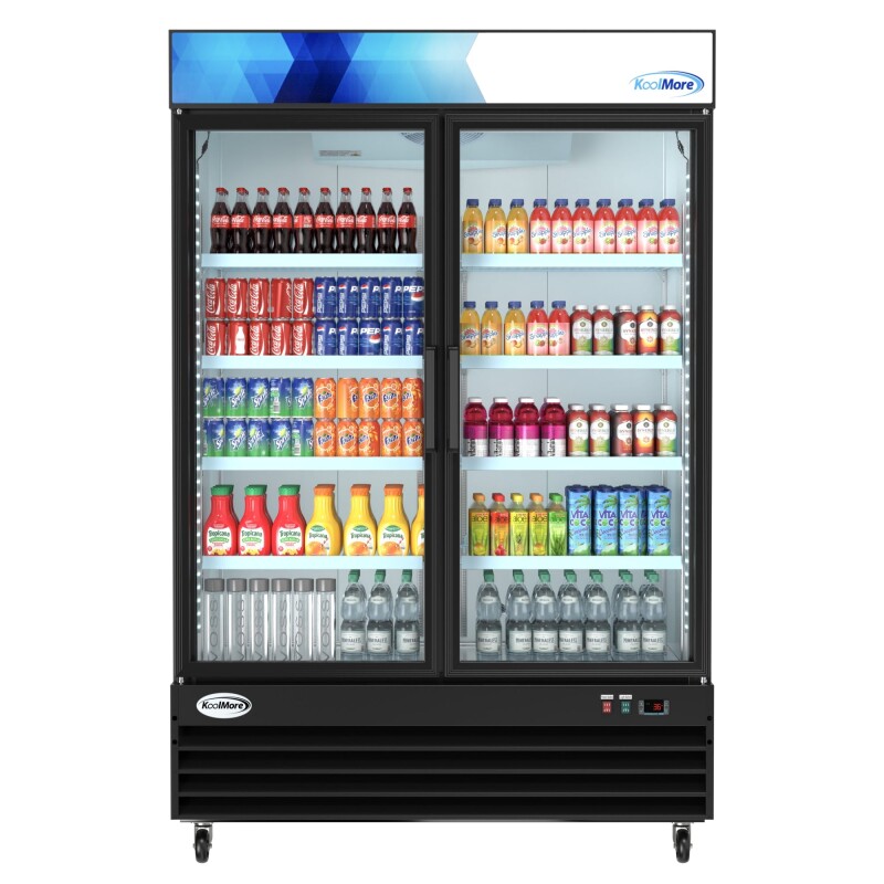 53 in. Commercial Merchandiser Refrigerator with Two Swinging Glass Doors,45 cu. ft. and LED Lighting in Black MDR2GD45C