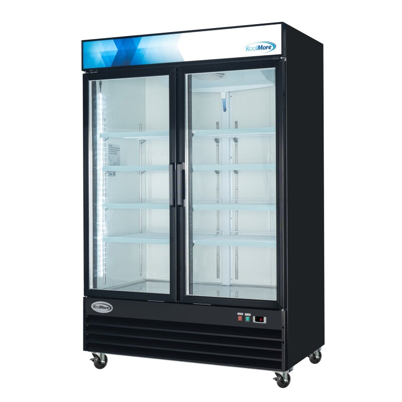 53 in. Commercial Merchandiser Refrigerator with Two Swinging Glass Doors,45 cu. ft. and LED Lighting in Black MDR2GD45C, product image 4 of 13