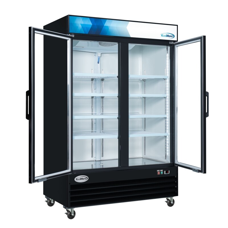 53 in. Commercial Merchandiser Refrigerator with Two Swinging Glass Doors,45 cu. ft. and LED Lighting in Black MDR2GD45C, product image 8 of 13