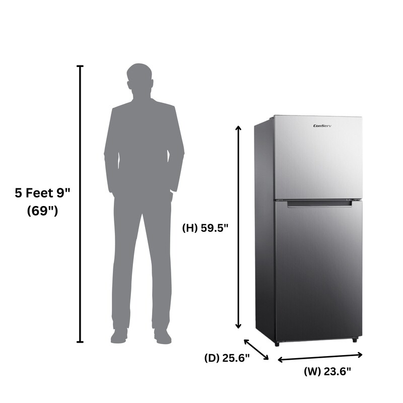 Conserv 10cf Top Freezer Refrigerator 24in Frost Free E-Star Quiet 43dB 110V SS MDRF1010ESE