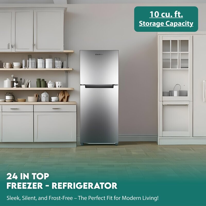 Conserv 10cf Top Freezer Refrigerator 24in Frost Free E-Star Quiet 43dB 110V SS MDRF1010ESE