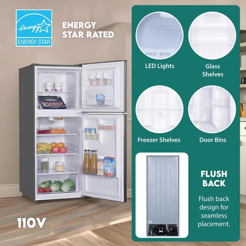 Conserv 10cf Top Freezer Refrigerator 24in Frost Free E-Star Quiet 43dB 110V SS MDRF1010ESE