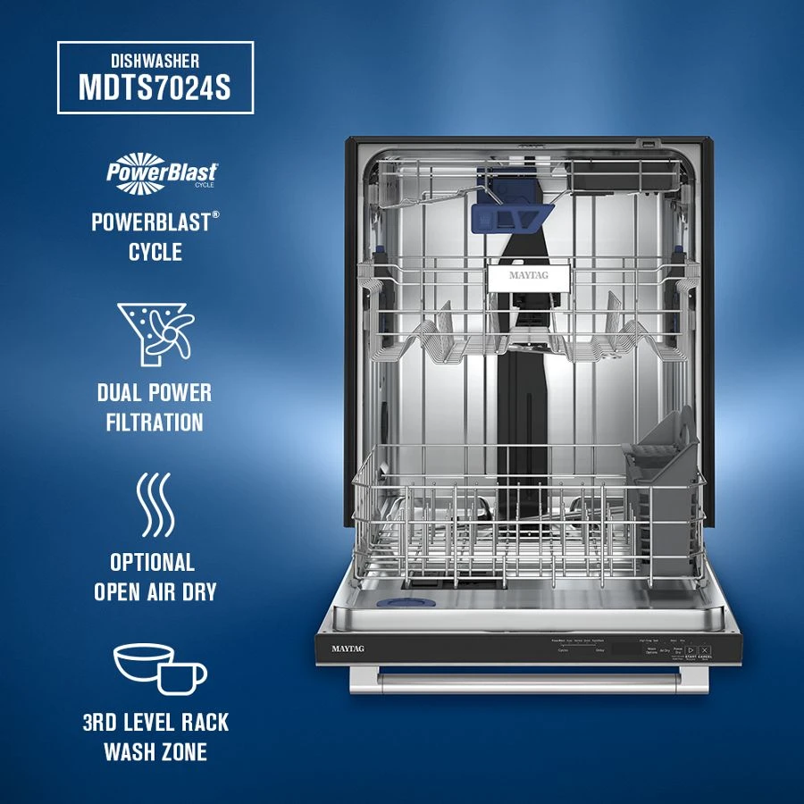 24 Inch Built-In Dishwasher With Power Dry, Sanitize Cycle, And Bar Handle view 3