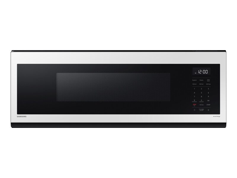 1.1 cu. ft. Bespoke Smart SLIM Over-the-Range Microwave with 400 CFM Hood Ventilation, Wi-Fi & Voice Control in White Glass ME11CB751012AA