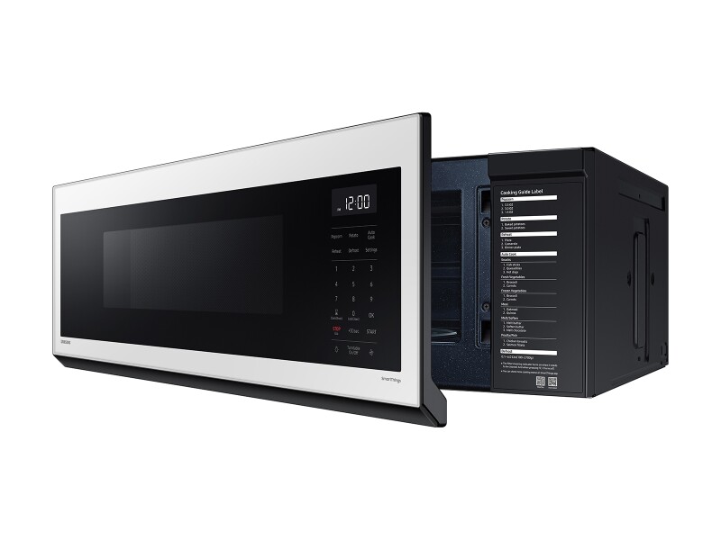 1.1 cu. ft. Bespoke Smart SLIM Over-the-Range Microwave with 400 CFM Hood Ventilation, Wi-Fi & Voice Control in White Glass ME11CB751012AA