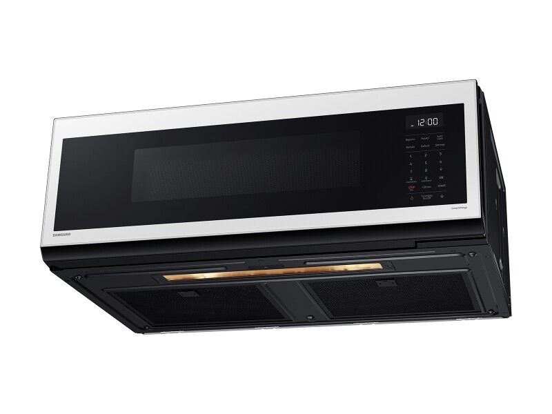 1.1 cu. ft. Bespoke Smart SLIM Over-the-Range Microwave with 400 CFM Hood Ventilation, Wi-Fi & Voice Control in White Glass ME11CB751012AA
