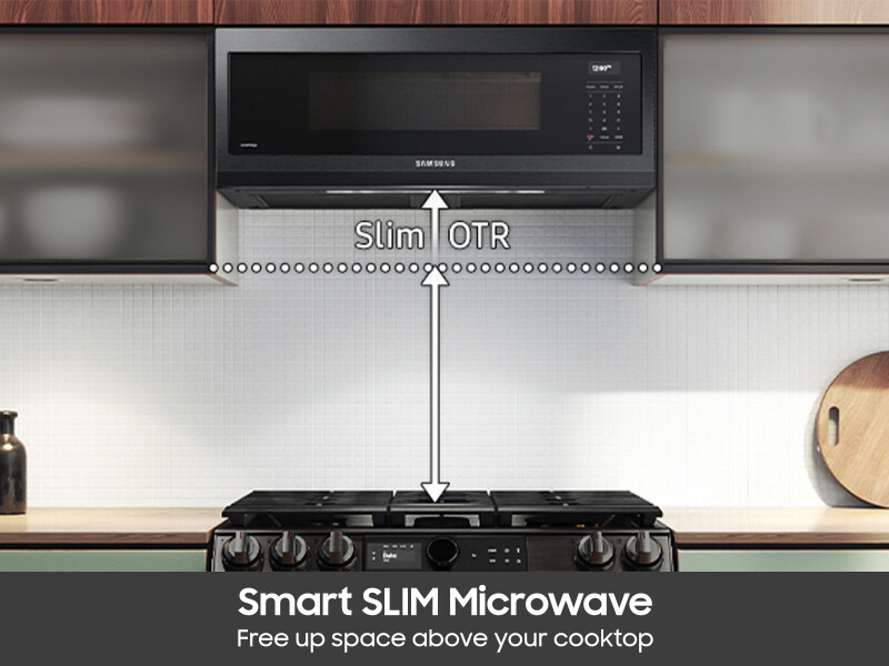 1.1 cu. ft. Smart SLIM Over-the-Range Microwave with 400 CFM Ventilation in Matte Black Steel ME11F7510MTAA